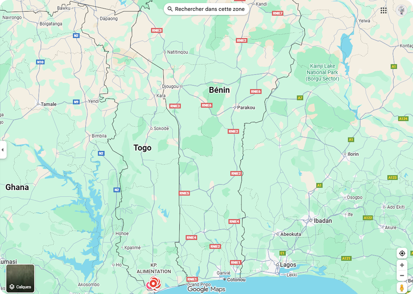 Carte des zones de couverture de TAS